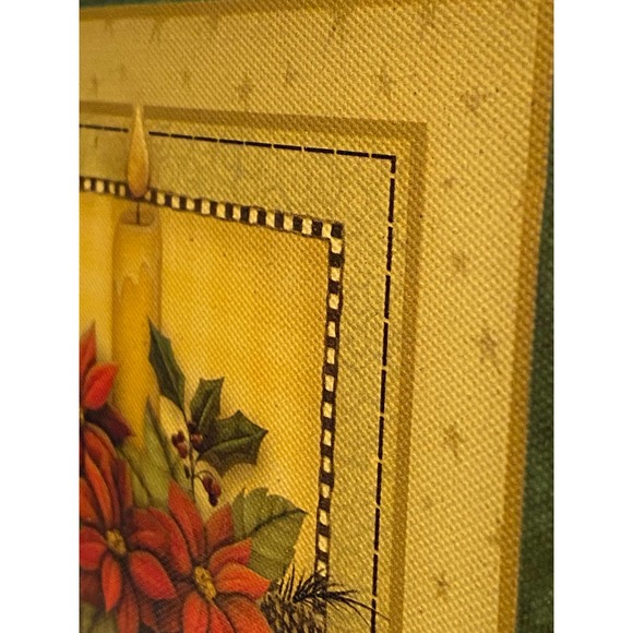 Vintage, Christmas / Holiday Trivet / Hot Pad with Candle / Poinsettia Design. - Picture 2 of 14